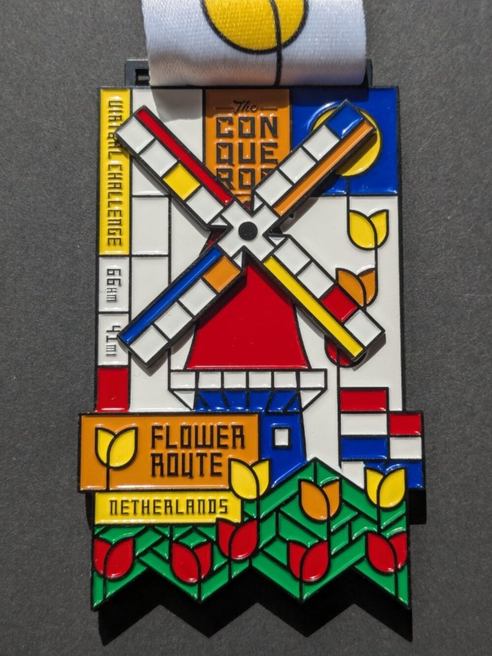 The Conqueror Virtual Challenge Medal Flower Route Netherlands Spinning Award